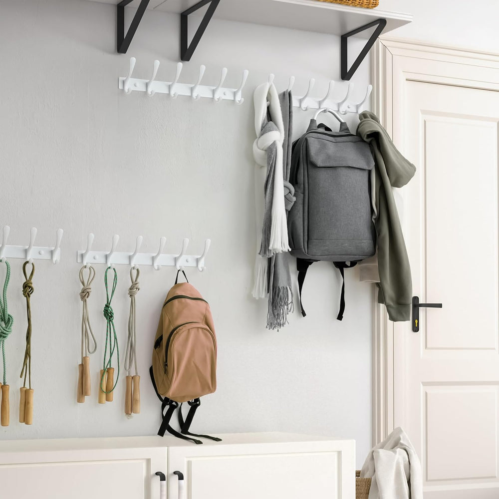 SKOLOO Heavy Duty Wall Mounted Coat Rack - 6 Hooks, Stainless Steel, Pack of ...