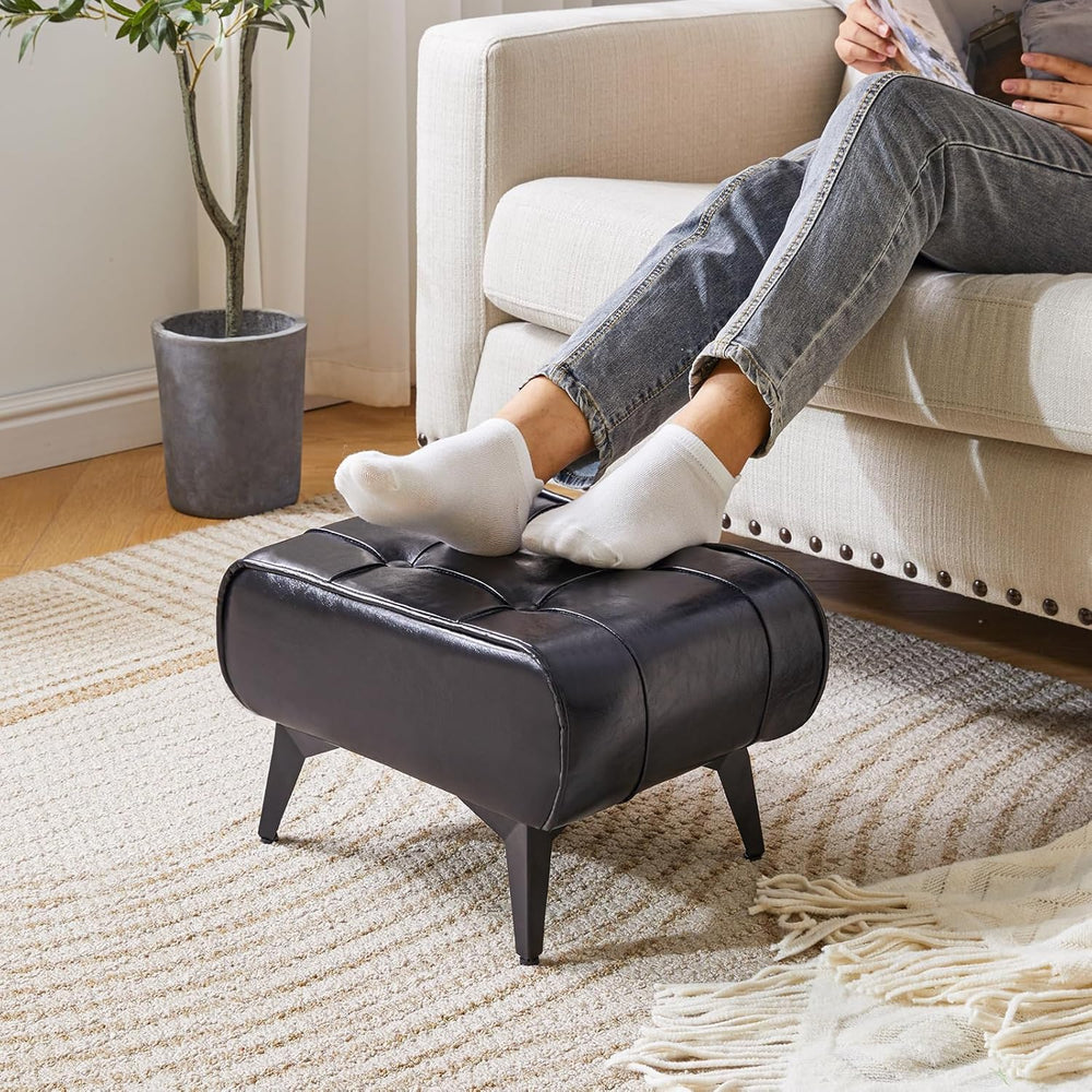 YMYNY Ottoman, Foot Stool with Metal Legs, Faux Leather Stool, Pouf Couch Sto...