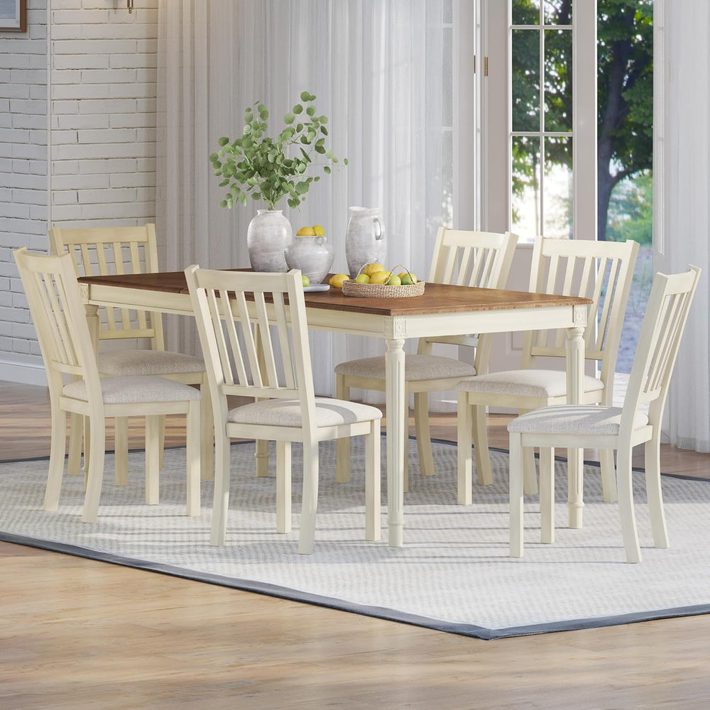 AMERLIFE 79 Inch Farmhouse Dining Table for 6 to 8, Large Rectangular Solid W...