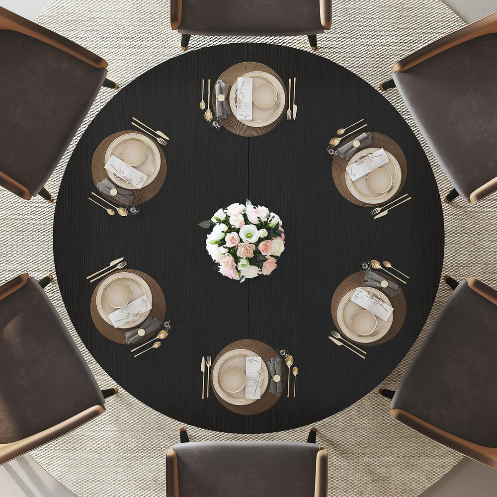 IBF Black Round Dining Table for 4-6, 47" Kitchen Table with Fridge Spac...