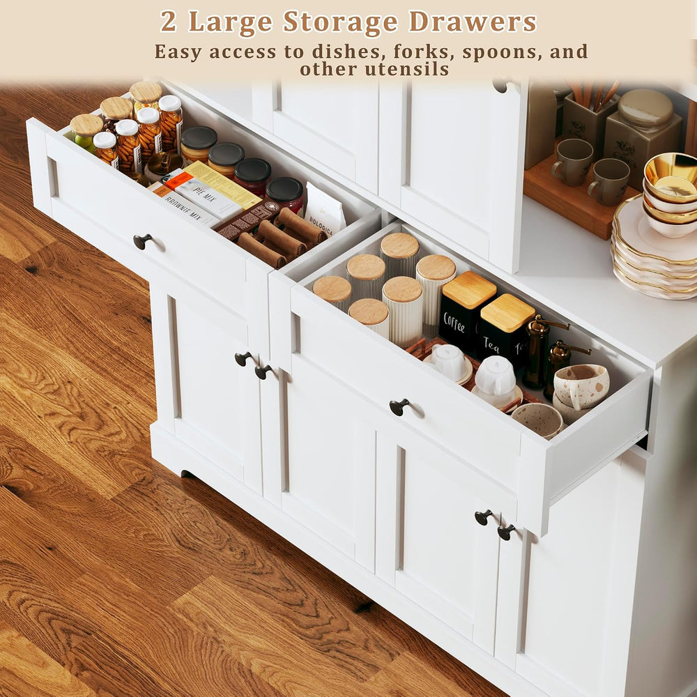 HUAHUU 71" Kitchen Pantry Cabinet with 6 Door Shelves, Tall Pantry Stora...