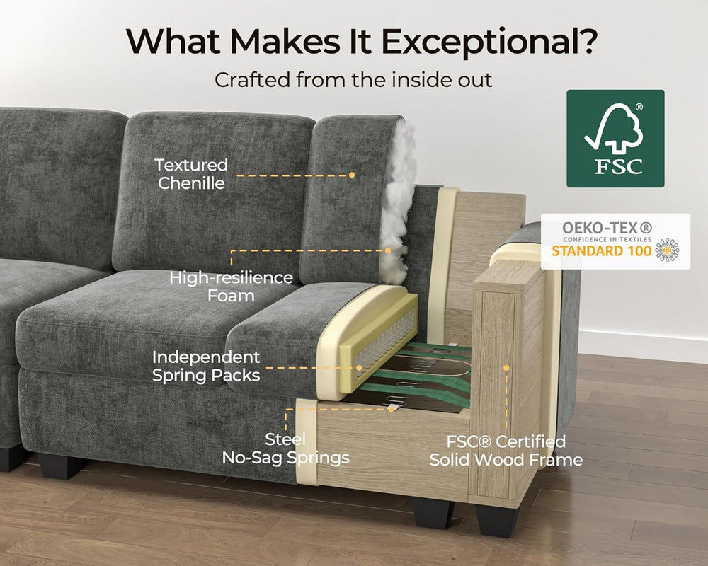 Oversized Modular Power Recliner Sofa Wall Hugger, Cloud Reclining Couch with...