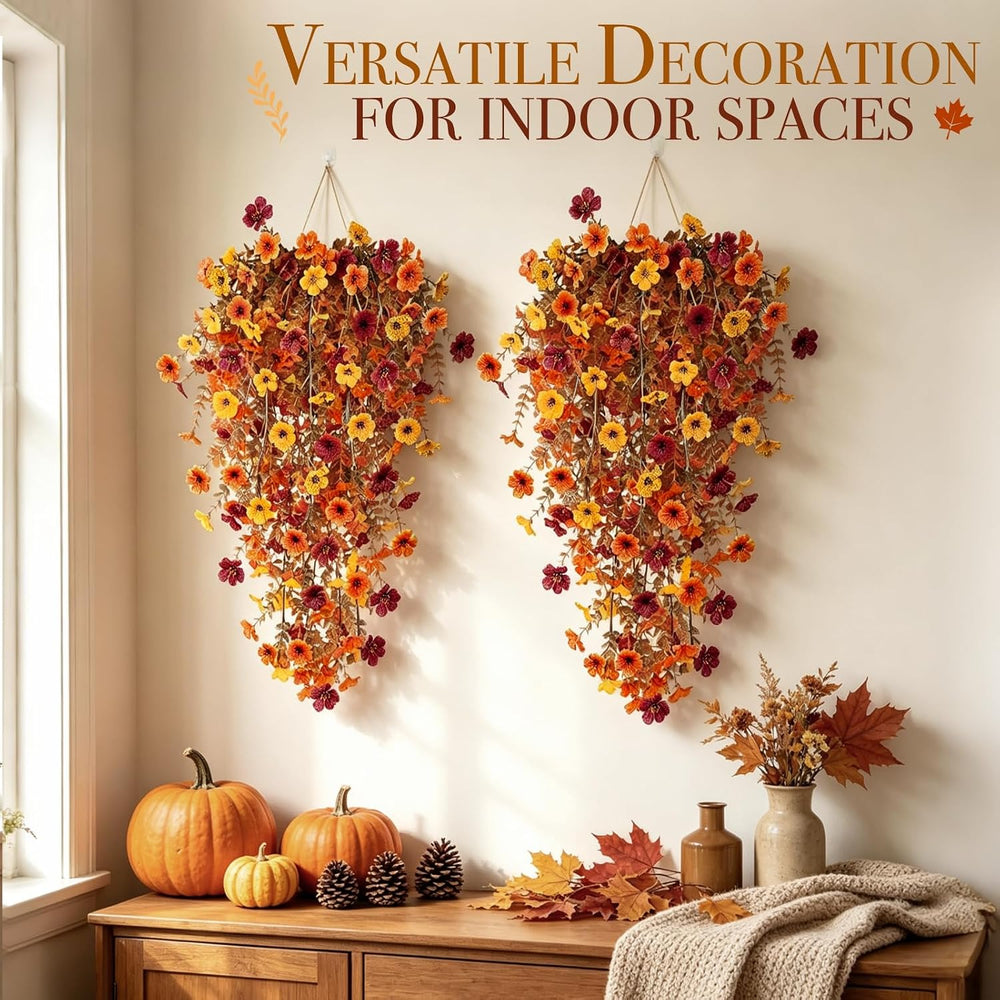4PCS Artificial Fall Flowers for Outdoors Fall Decorations UV Resistant