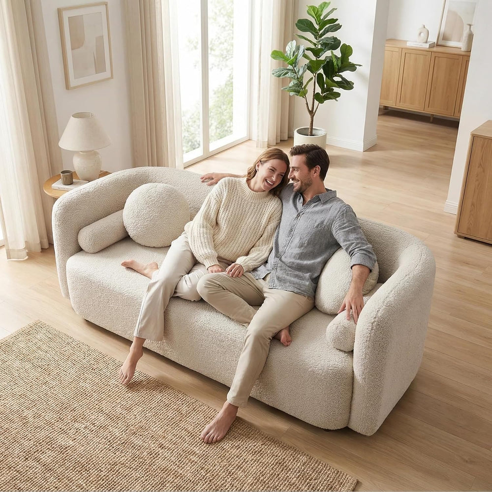 69" Compact Curved Sofa for Small Spaces & Apartments, Japandi Style...