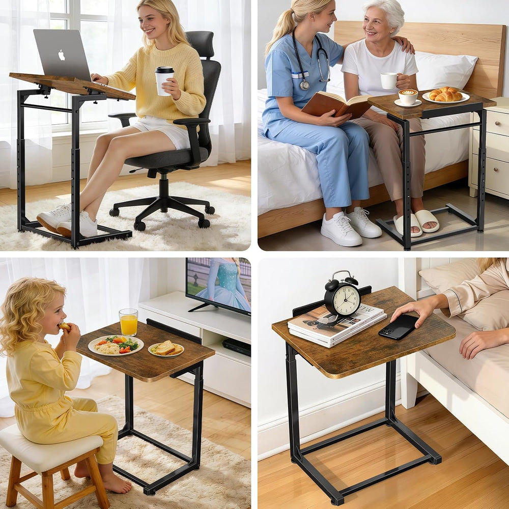 IHAITUN Tv Tray Table, Adjustable Height Couch Narrow Side Table,90° Tilt Ang...