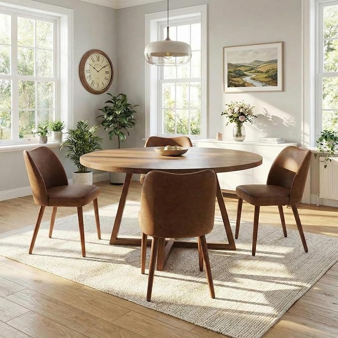 GarveeHome Leather Dining Chairs Set of 4 Upholstered PU Dining Chair with Wo...