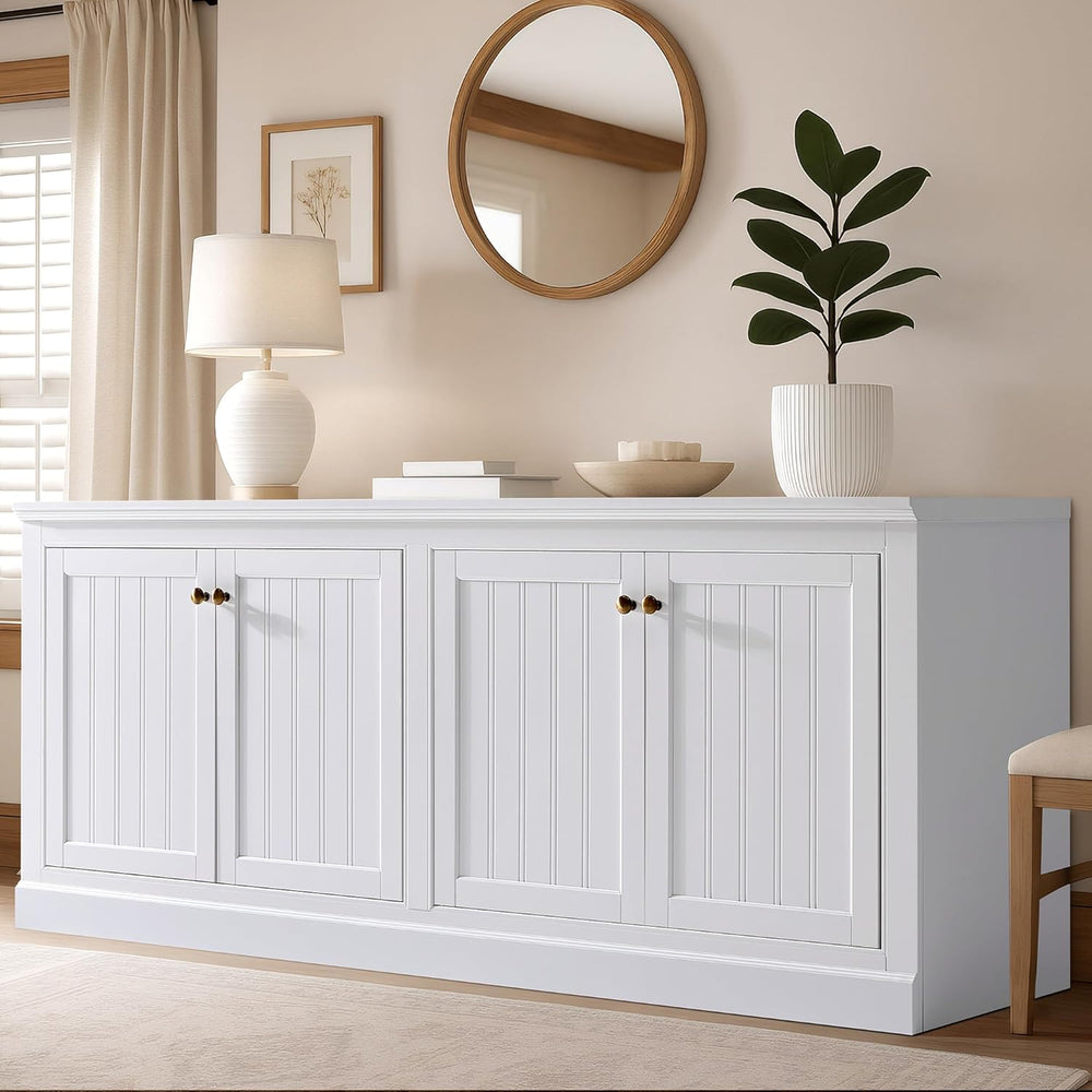 AMERLIFE 72" Farmhouse Sideboard Buffet Cabinet with Barn Doors