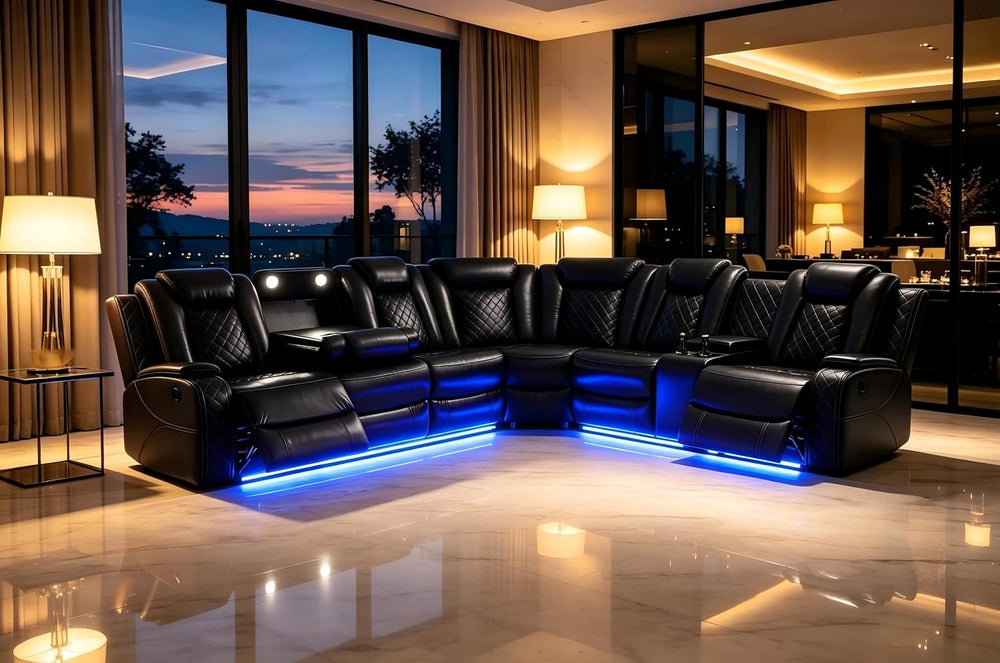 A Ainehome Power Furniture Reclining Sectional Sofa Set, Living Room Power Re...