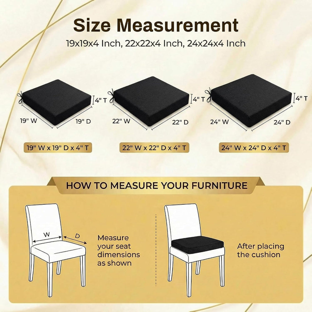 Loveboat 4 in Thick Outdoor Square Chair Cushions 22 x 22 (Set of 2) Black