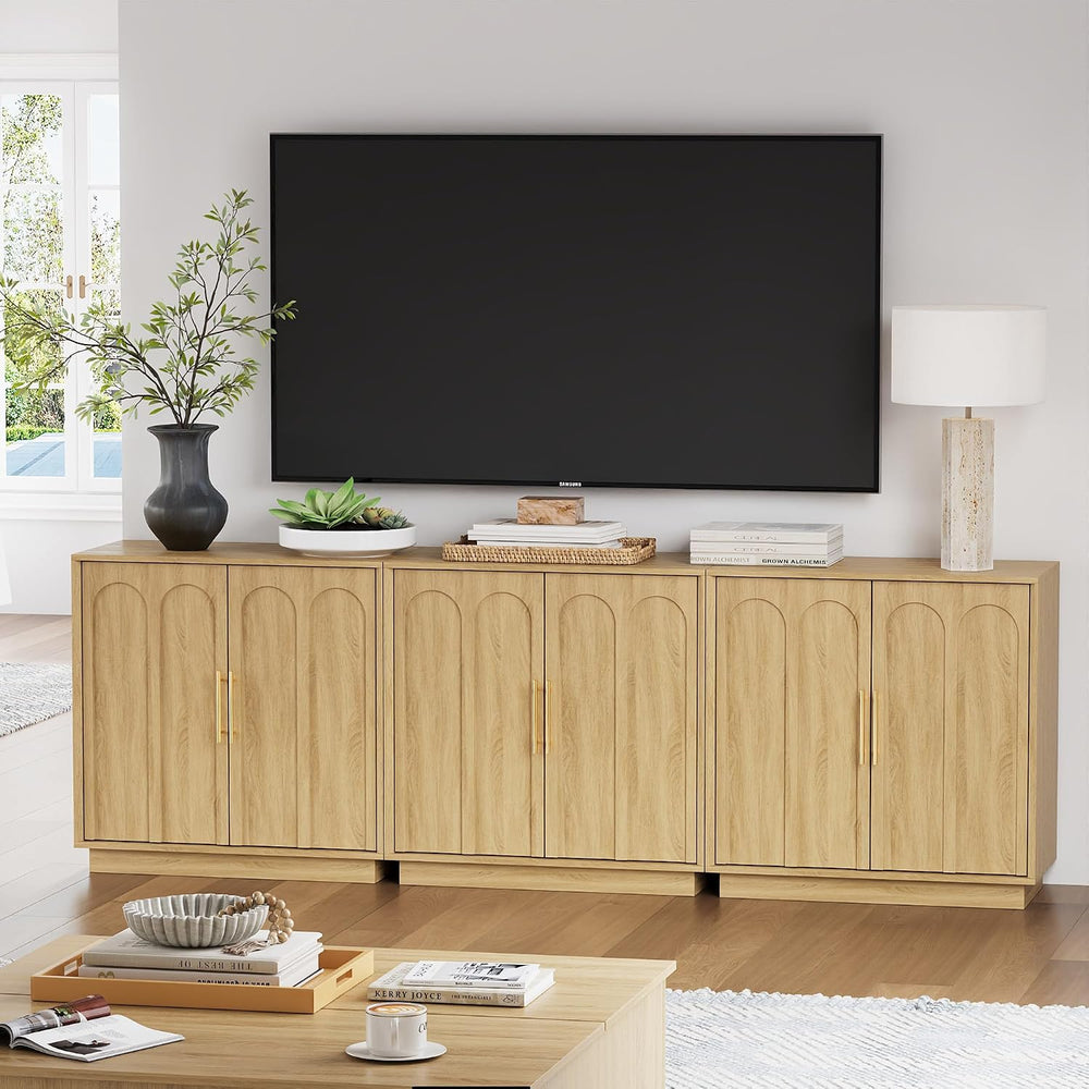 FORTUNETEC 31.5" Sideboard Buffet Cabinet with Storage,Oak