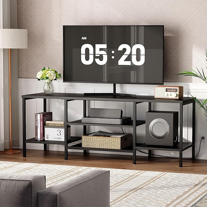 HOOBRO TV Stand with Power Outlets to 65 Inches, TV Console Table with Open S...