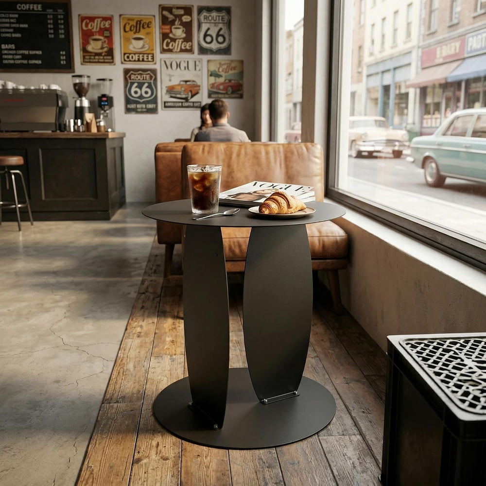 VEYRA Minimalist Round Metal End Table, 16.54" Accent Side Table, Heavy-...