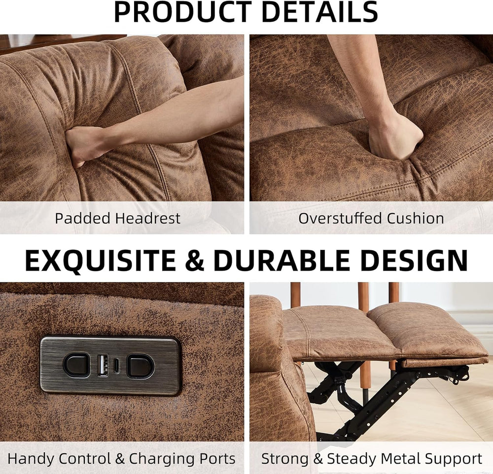 EBELLO 2 Pieces Power Reclining Sofa Set, Faux Leather Reclining Living Room ...