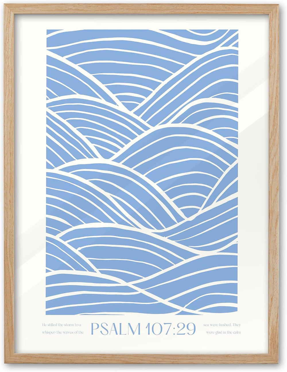 EcoHest 12x16 in Psalm 107:29 Ocean Waves Christian Framed Wall Art