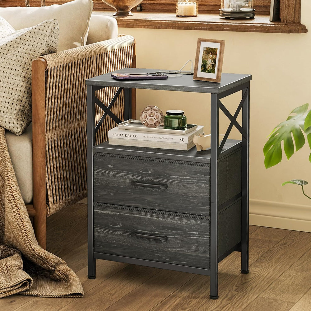 Huuger Night Stand with Charger Station, USB-C Port, End Table