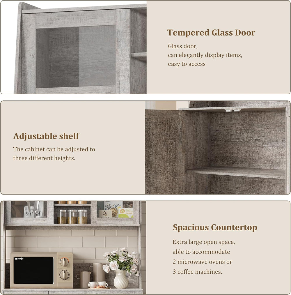 Kitchen Pantry Cabinet with Storage, Buffet Cabinet with Countertop for Micro...