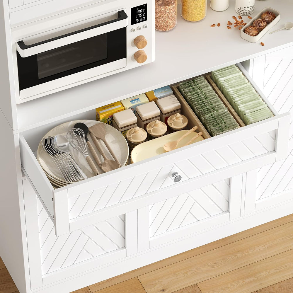 BOTLOG 72” Tall Kitchen Pantry Storage Cabinet, Modern White Kitchen Hutch wi...