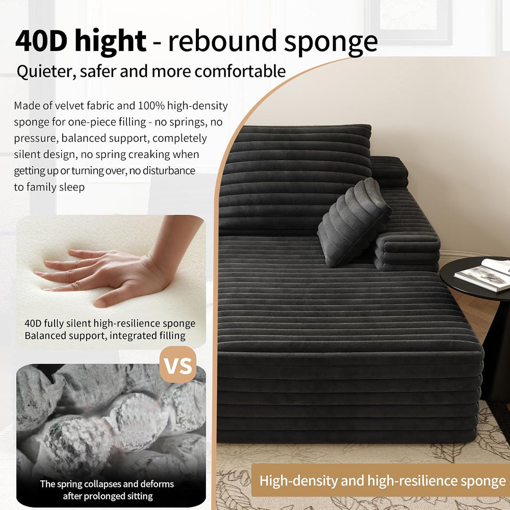 80” Oversized Double Lounge Chaise,Cloud Plush Sofa Bed,Upholstered Cloud Sof...