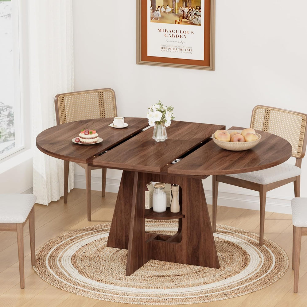 43.3''-59'' Round Extendable Dining Table, Oval Dining Table ...