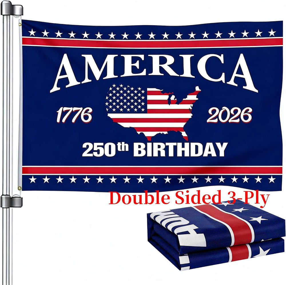 250 Anniversary USA Flag - 3x5 Ft Double Sided 3 Layers Patriotic Flags - 4th...