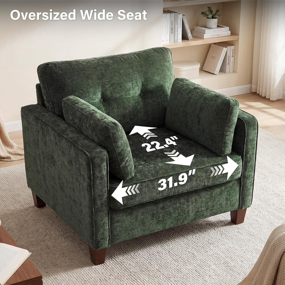 Luxury Oversized Accent Reading Chair for Living Room, 41", Chenille, Gr...