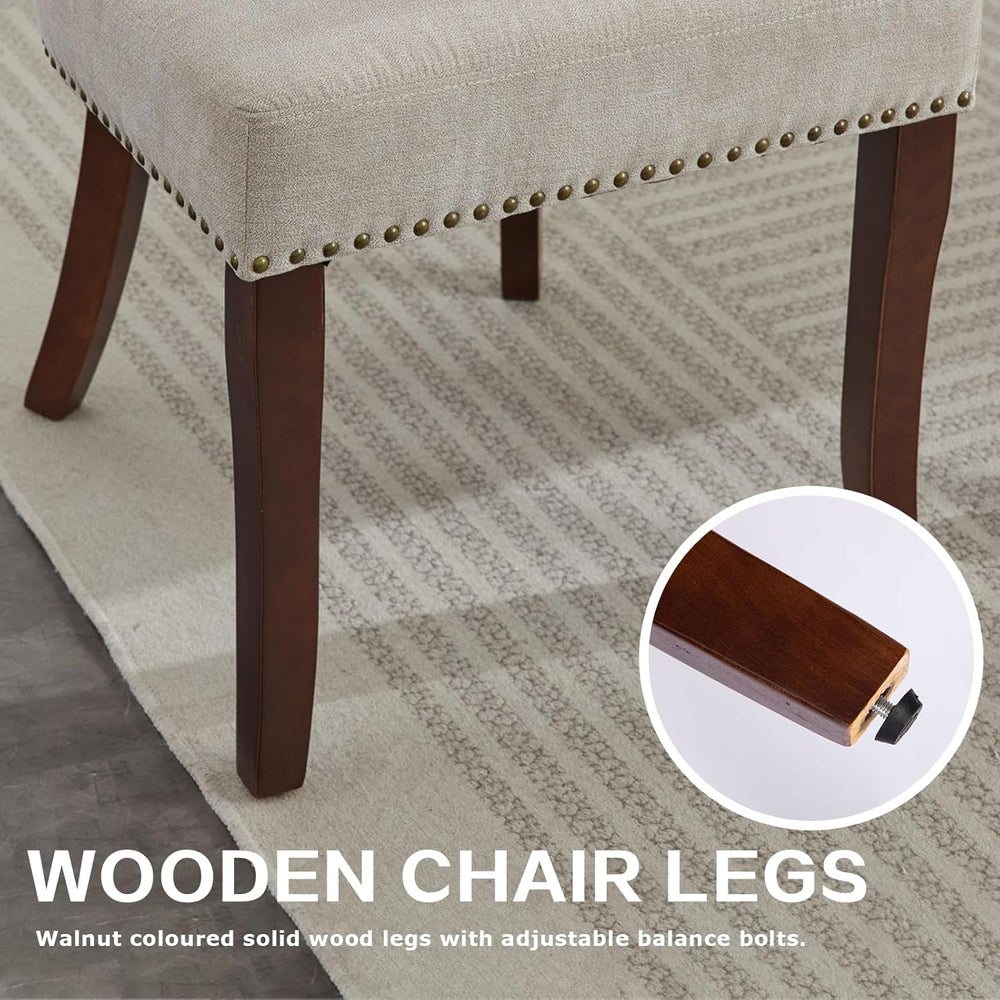 SoarFlash Modern Wooden Dining Chairs Set of 6, Farmhouse Linen Fabric Uphols...