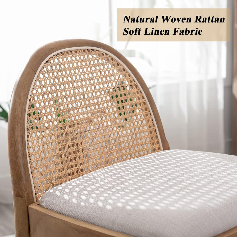 DUOMAY Modern Bar Stools Set of 2, 29 Inches Bar Height Barstools with Rattan...
