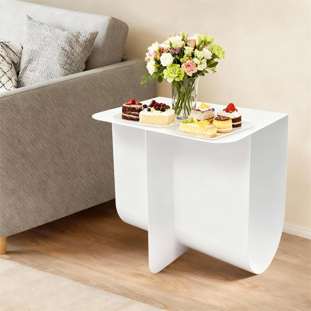 T-Shaped Metal End Table, Modern Side Table Accent Tables for Living Room, Be...