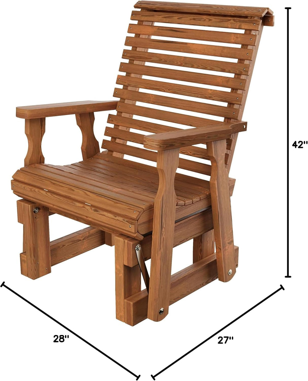 Amish Casual Heavy Duty 600 Lb Roll Back High Back Treated Glider Chair (Oak ...