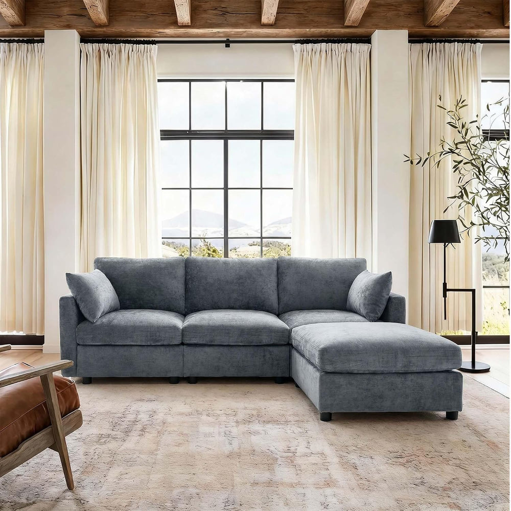 Iroomy Sectional Couch for Living Room, Comfy L Shaped Convertible Sofa, 4 Se...