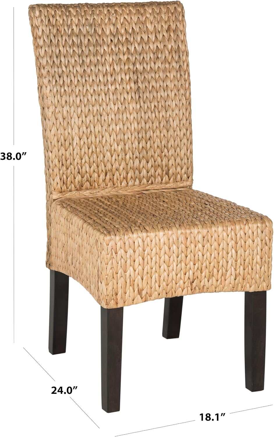 SAFAVIEH Luz Wood Dining Chair Set of 2, 18.5" Seat Rustic Natural SEA8016A