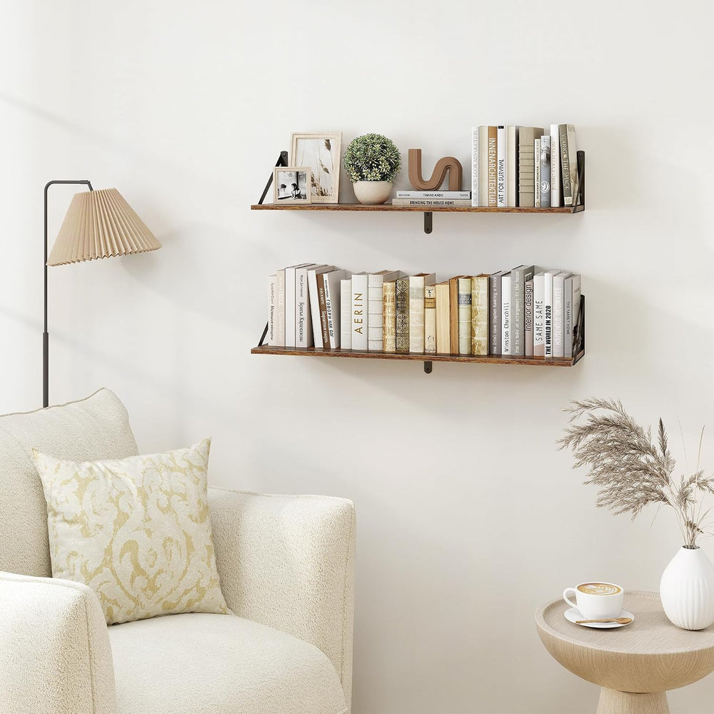 Heimlove Deep Floating Shelves for Wall, 32W x 8D Wood Wall Shelves Set of 2,...