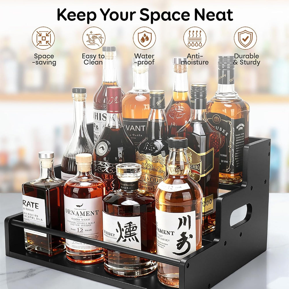 Liquor Bottle Display Shelf, 3 Step Countertop Liquor Wine Rack | Coffee Syru...