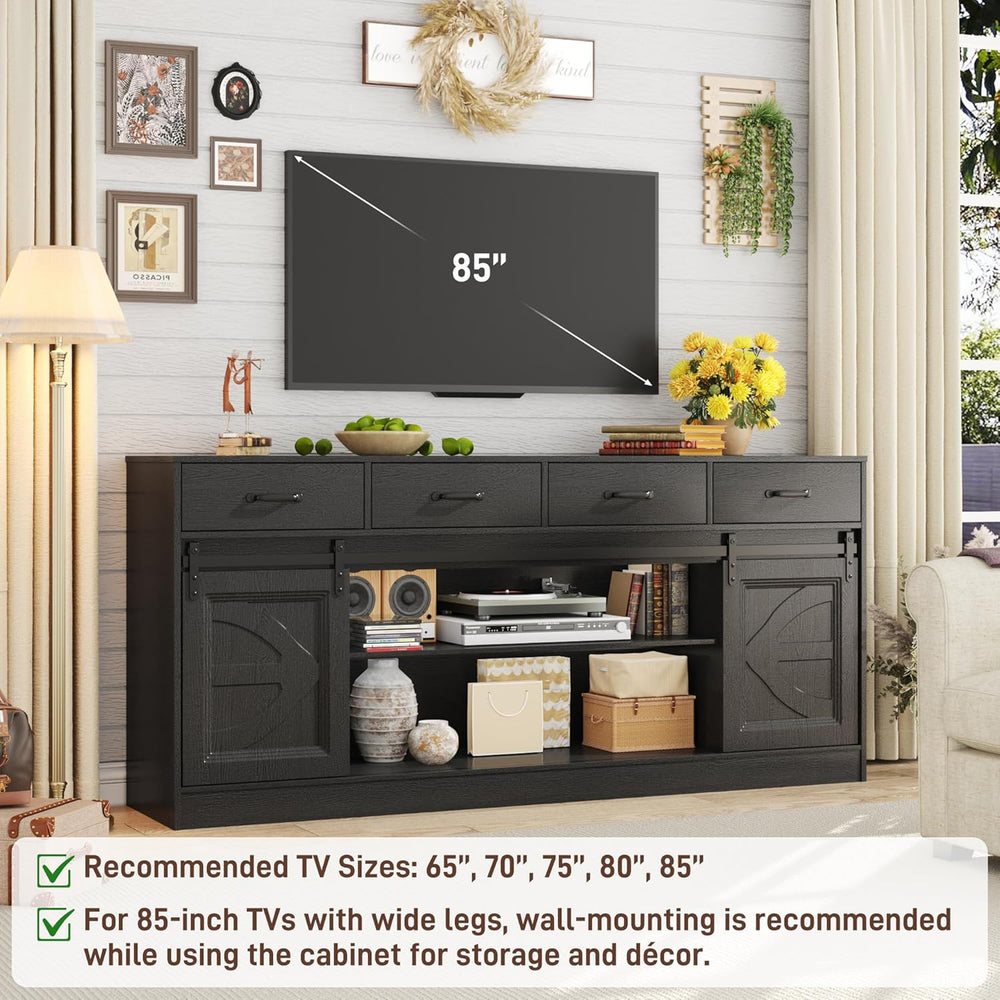 70” Large Buffet Sideboard Cabinet w/4 Drawer,Farmhouse Coffee Bar Cabinet Bu...