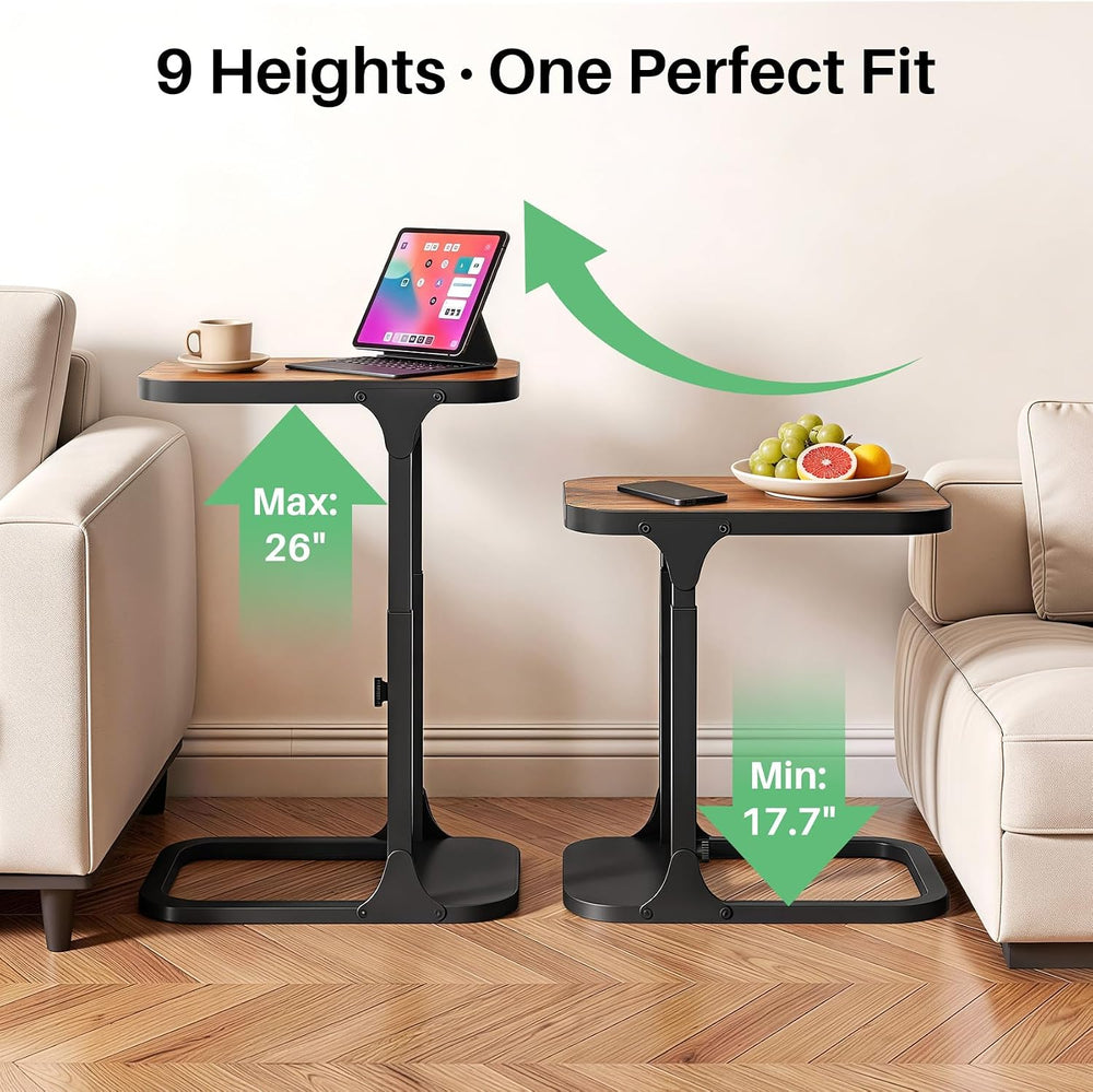 Kitstorack Ultra Stable & Durable End Table, Ajustable Height C Shaped Si...