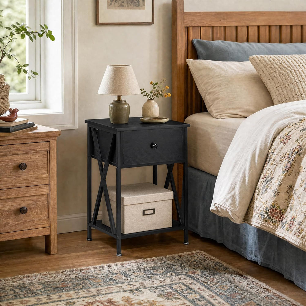 VECELO Nightstands Set of 2, Modern Bedside End Tables, Night Stands with Dra...