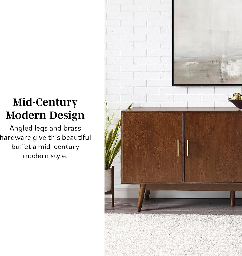 Walker Edison Mid-Century Modern Wood Kitchen Buffet Sideboard Entryway Servi...