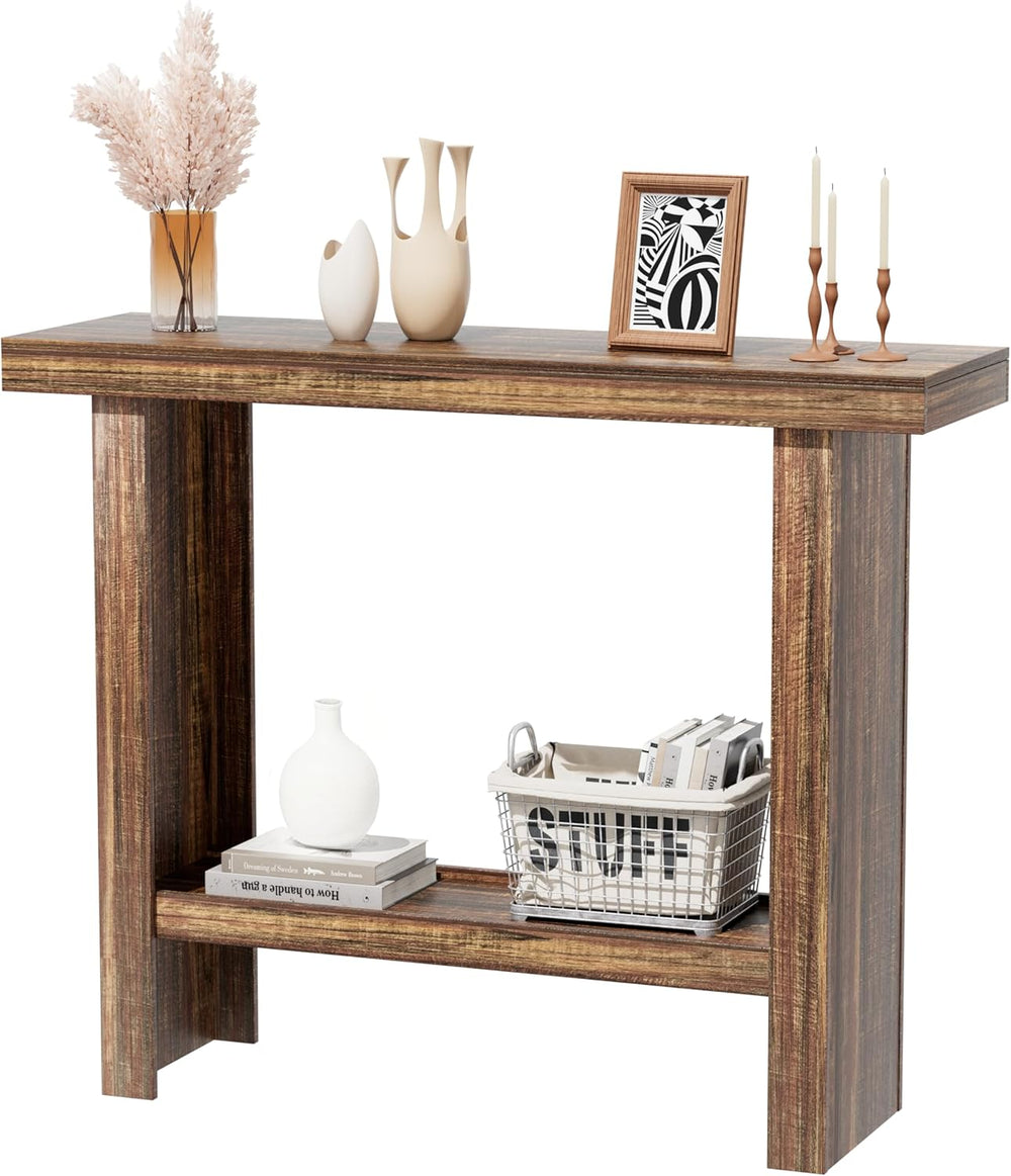 LIFECHOVY Farmhouse Wood Entryway Table Narrow Console Tables with Storage Be...