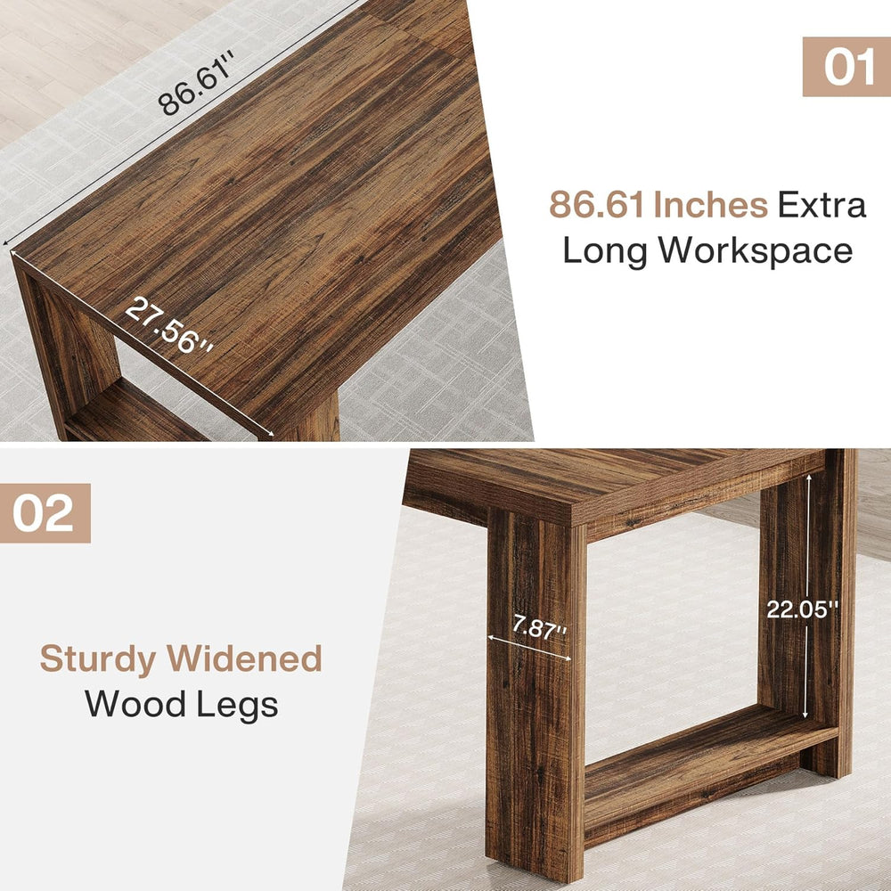 Tribesigns Two Person Desk, 86.6-Inch Extra Long Computer Desk, Two Person Do...