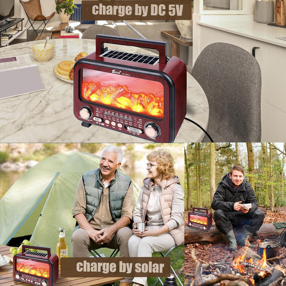Retro Portable Radio AM FM SW Shortwave Radio with Bluetooth Speaker,Flame At...