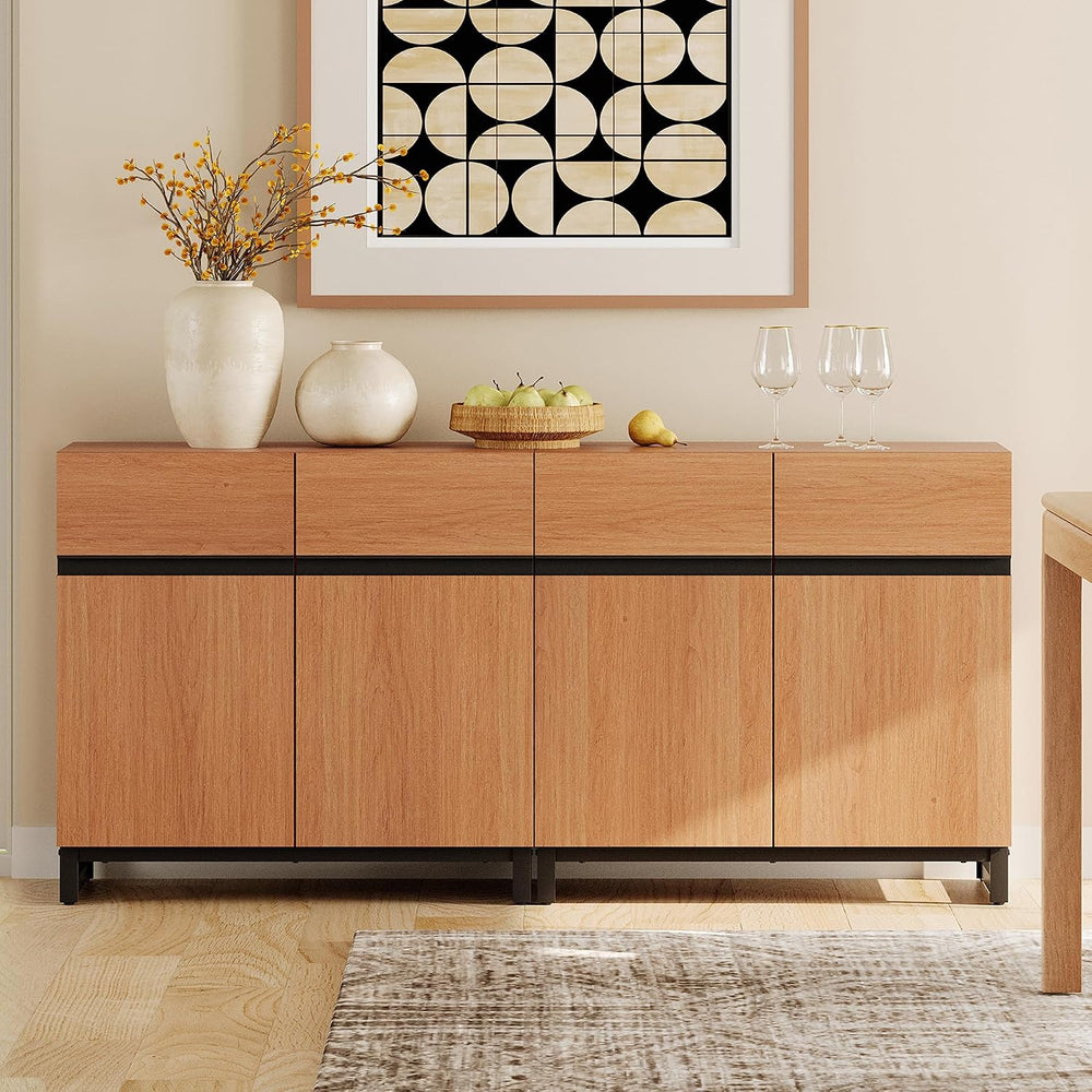 WAMPAT Sideboard Buffet Cabinets, Modern Sideboard with Adjustable Shelf and ...