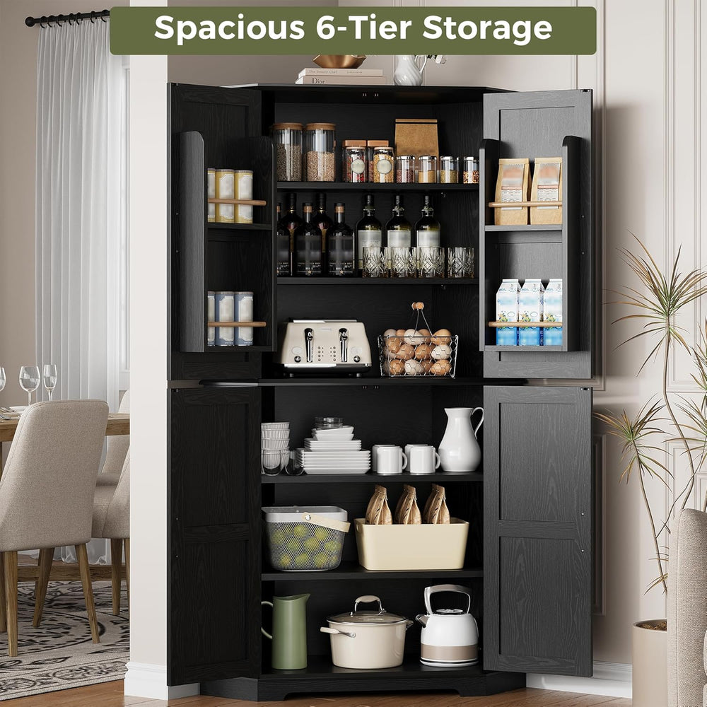 IRONCK Corner Cabinet, 72" Kitchen Pantry Cabinet, 6-Tier Freestanding F...