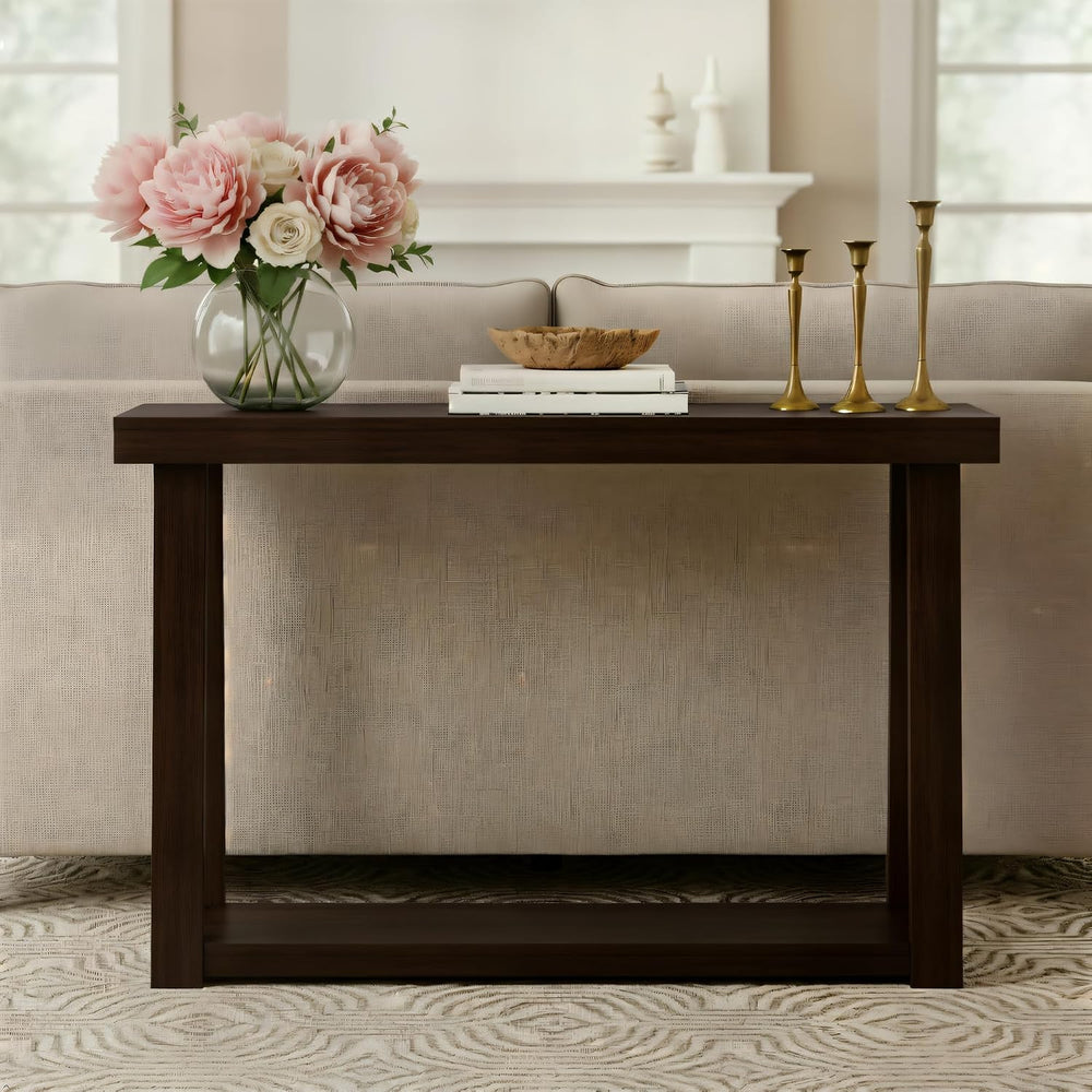 Plank+Beam Classic Console Table, with Shelf, 36 Inch, Walnut