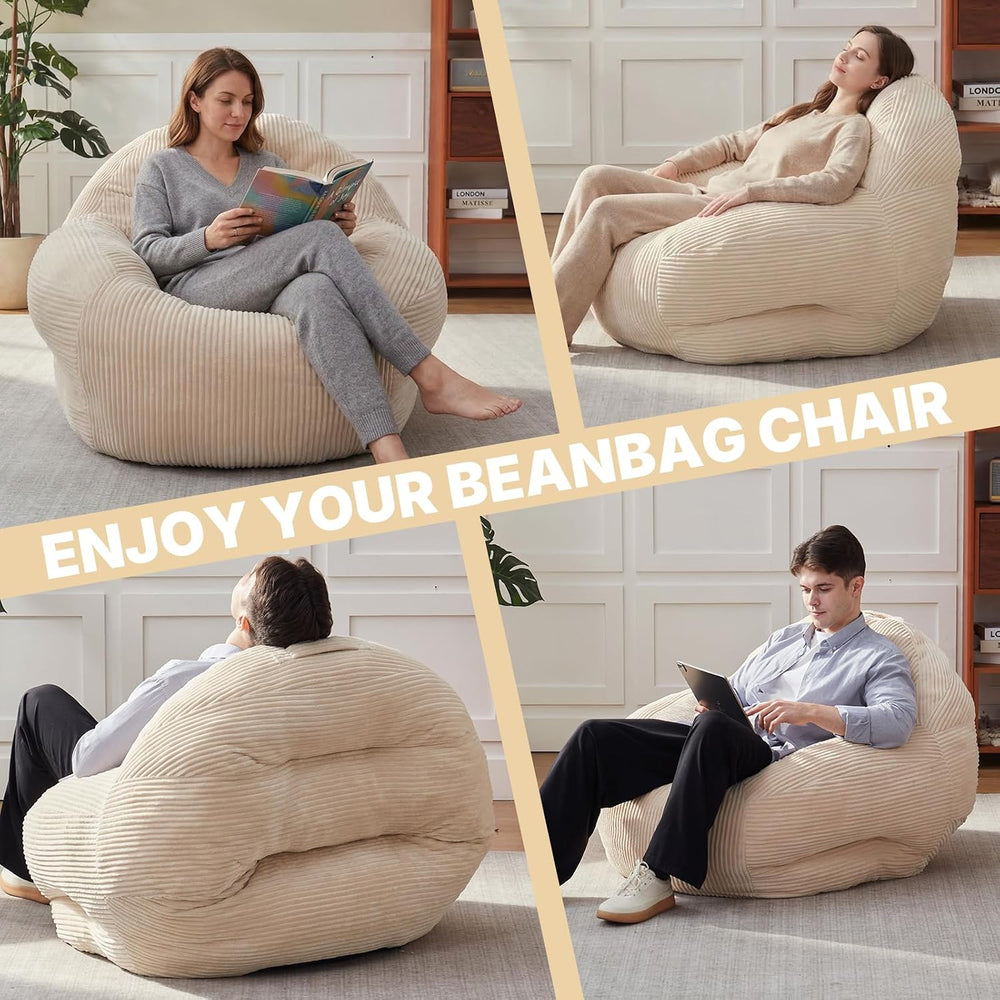 EBENCHICO Corduroy Bean Bag Chair for Adults Teens Large Beanbag Sofa | With ...