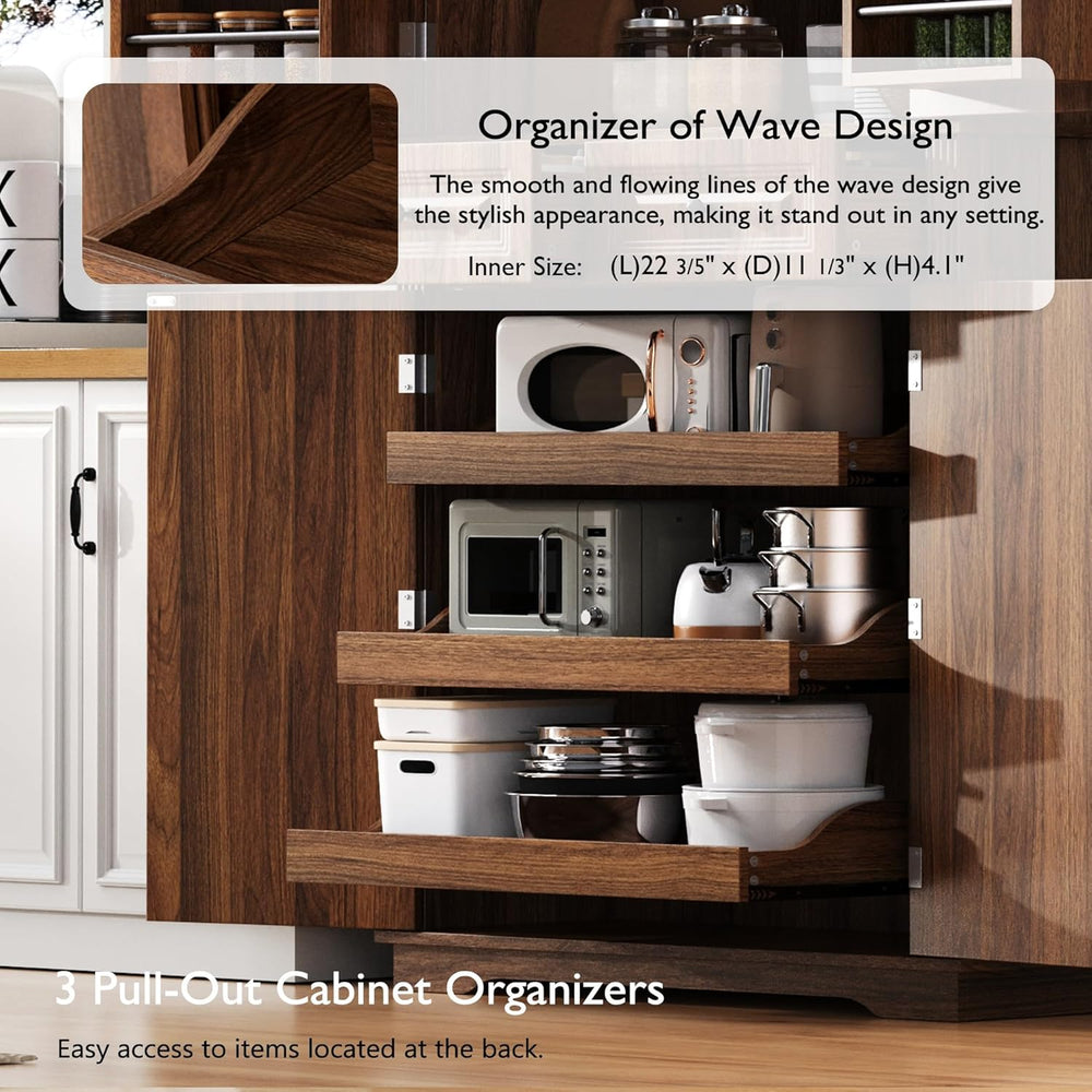 Ball & Cast 71" Farmhouse Kitchen Pantry Cabinet with 3 Pull-Out Org...