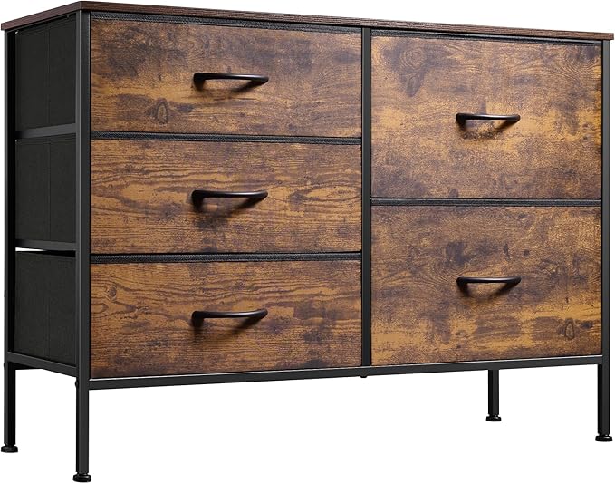 WLIVE Dresser for Bedroom with 5 Drawers, Wide Chest of Drawers for Bedroom, ...