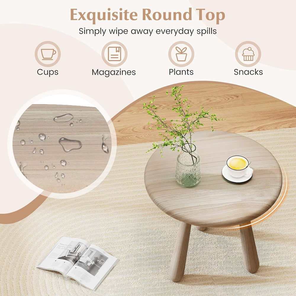 Tangkula Mahogany Wood Side Table, 18” Round Small Accent End Table with Thic...
