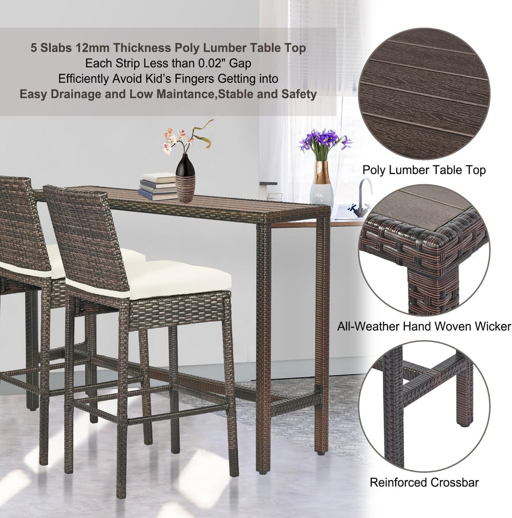 Outdoor Bar Table Patio Bar Height 55" Long Outdoor Console Table Hot Tu...