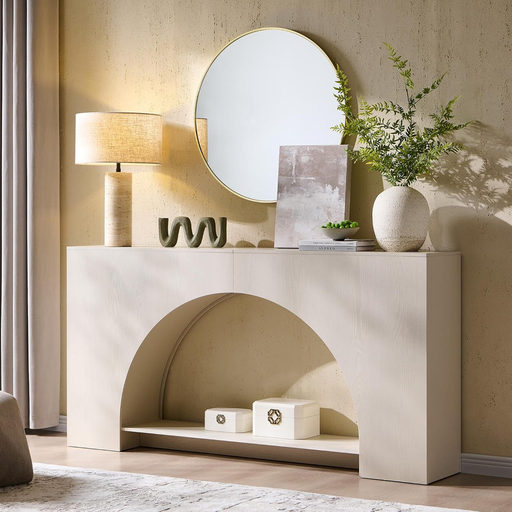 IFGET 63" Arched Console Table, 2-Tier Modern Entryway Table with Arched...