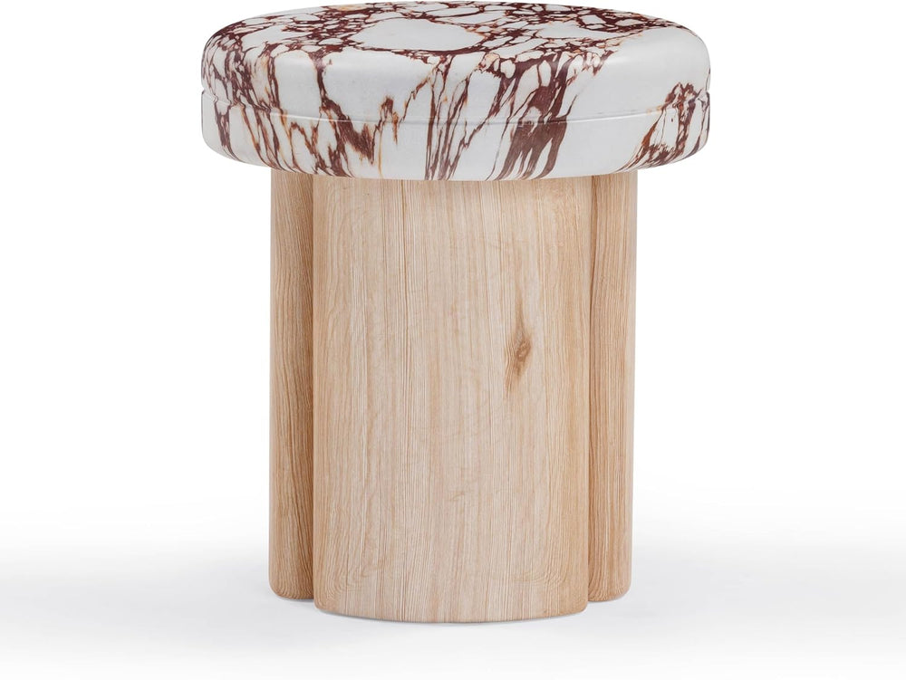 Tov Furniture Sheila Wood and Breccia Capraia Textured Concrete Side Table